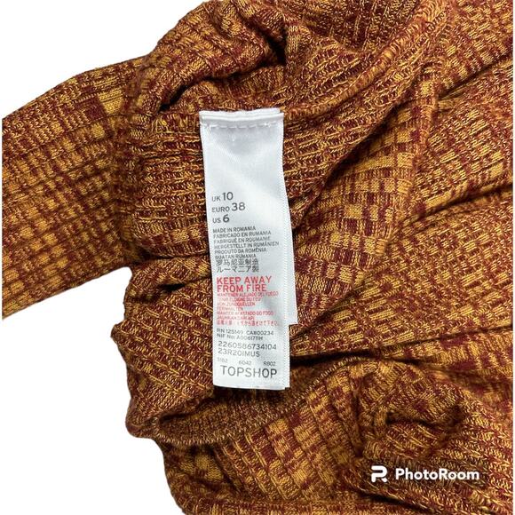 Topshop Womens Sz 6 Red Yellow Turtle Neck Long Sleeve Pullover Jumper Top - Picture 10 of 11